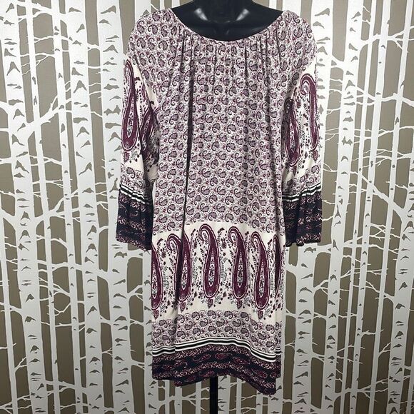Altar’d State Boho Paisley Print Baby Doll Dress 3/4 Sleeves M - Picture 3 of 11